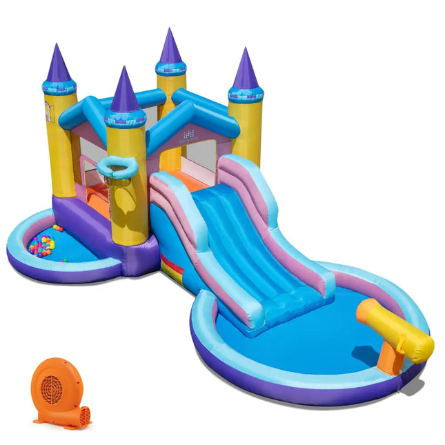 6-in-1 Inflatable Kids Water Park with 678W Blower - Bounce House