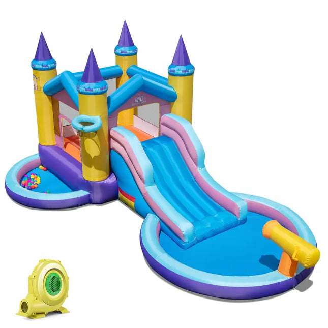 6-in-1 Inflatable Kids Water Park with 735W Blower - Bounce House