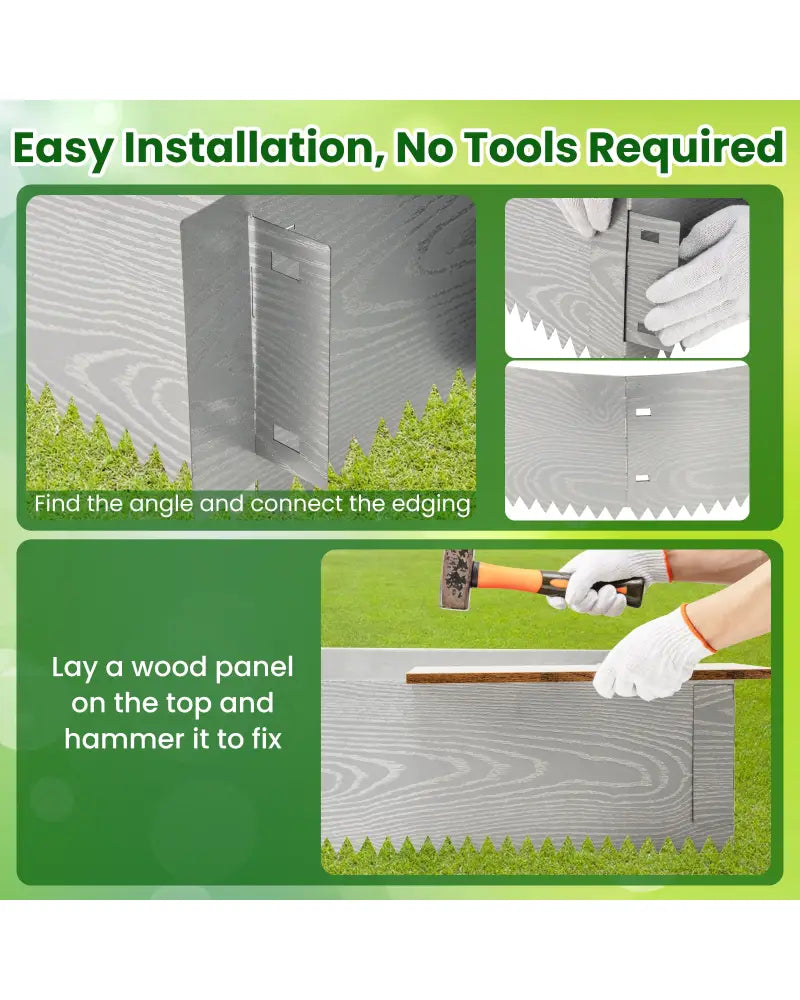 6-Pack 20 FT Galvanized Metal Landscape Edging for Lawn(Patented) - Silver - Raised Garden Beds