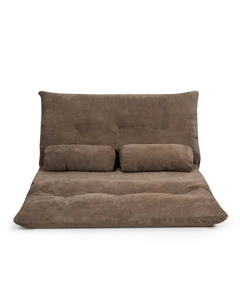 6-Position Adjustable Sleeper Lounge Couch with 2 Pillows-Brown - Brown - Floor Chairs