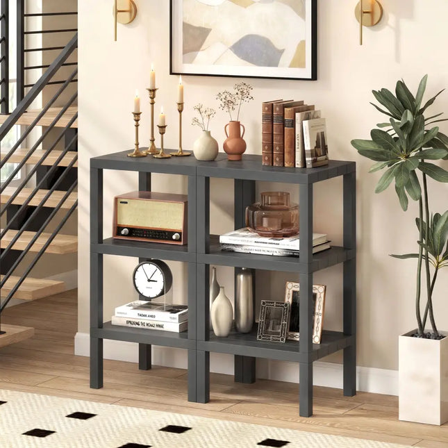 6-Tier Plastic Modular Storage Shelves for Living Room and Kitchen-Gray - Gray - Plant Stands