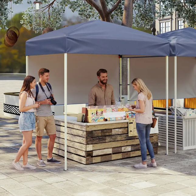 6 x 4 FT Pop-Up Canopy Tent with 1 Half Sidewall Easy Setup Folding Outdoor Sun Shelter-Gray - Gray - Canopies