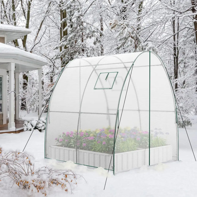 6 x 6 x 6.6 FT Outdoor Wall-in Tunnel Greenhouse-White - White - Greenhouses