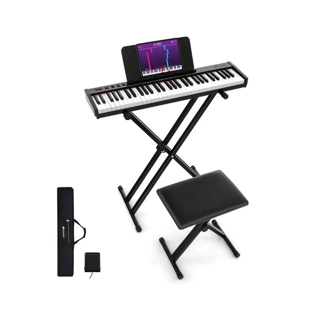 61-Key Portable Electronic Keyboard Piano Complete Digital Piano Set with Stand and Stool - Pianos & Keyboards