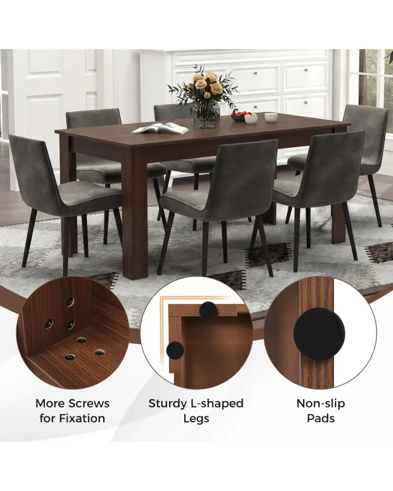 63 Inch Rectangular Modern Dining Kitchen Table-Walnut - Walnut - Dining Tables