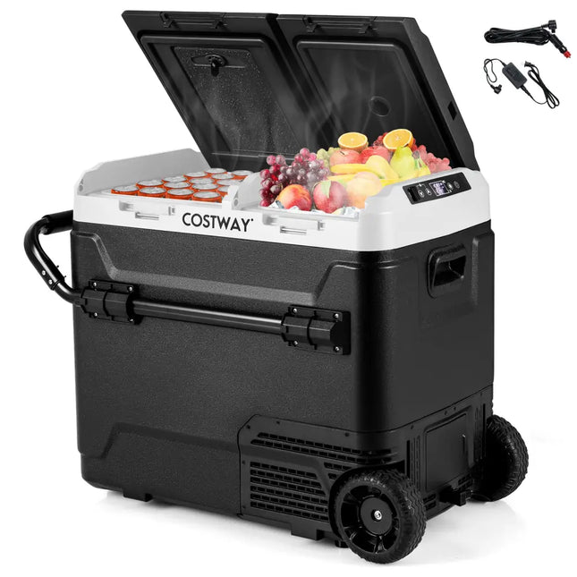 64QT Portable Compressor Fridge Freezer for Vehicles Camping Travel Truck RV Boat-Black - Black - Coolers