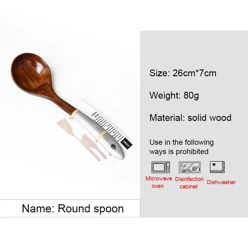 Wooden Cooking Utensils Set – Rice, Soup & Non-Stick Spoons
