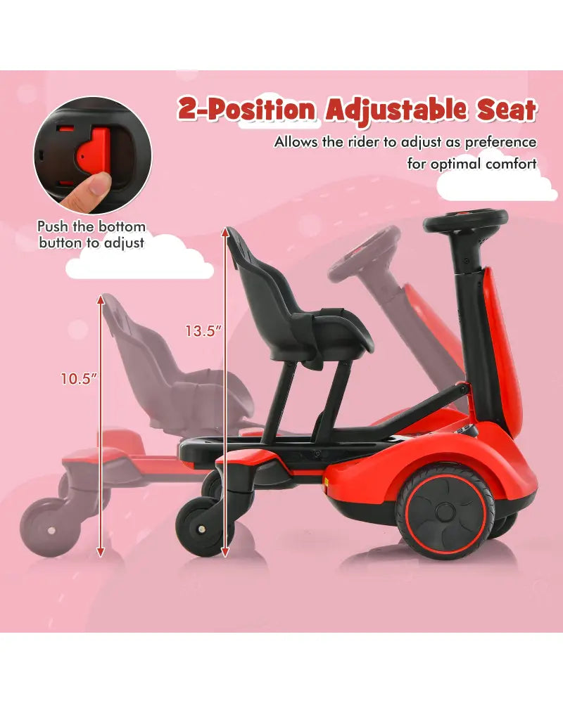 6V Kids Ride on Drift Car with 360° Spin and 2 Adjustable Heights-Red - Red - Powered Ride On Toys