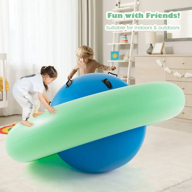 7.5 Foot Giant Inflatable Dome Rocker Bouncer with 6 Built-in Handles for Kids-Green - Green - Toy Sports