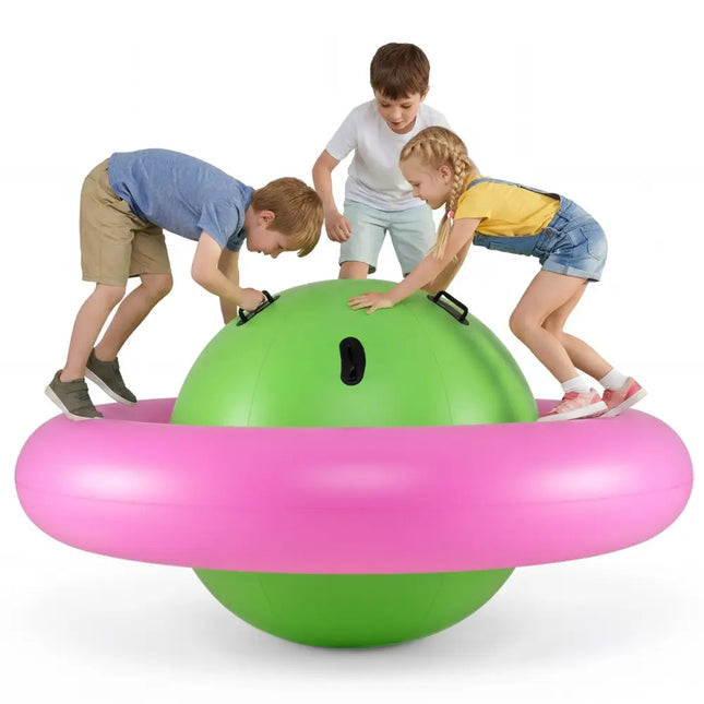7.5 Foot Giant Inflatable Dome Rocker Bouncer with 6 Built-in Handles for Kids-Pink - Pink - Toy Sports