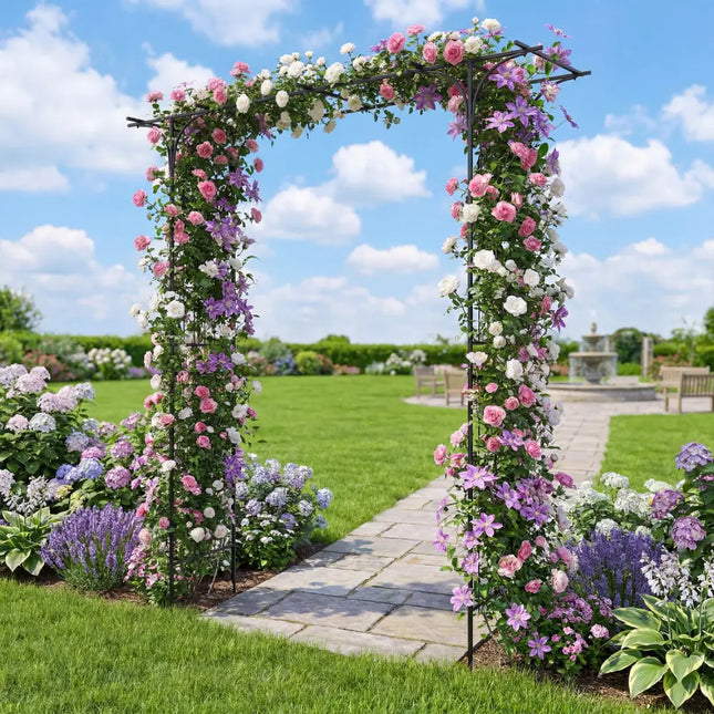 7 FT Garden Arch Arbor with Flat Top Design for Climbing Plants - Outdoor Decor