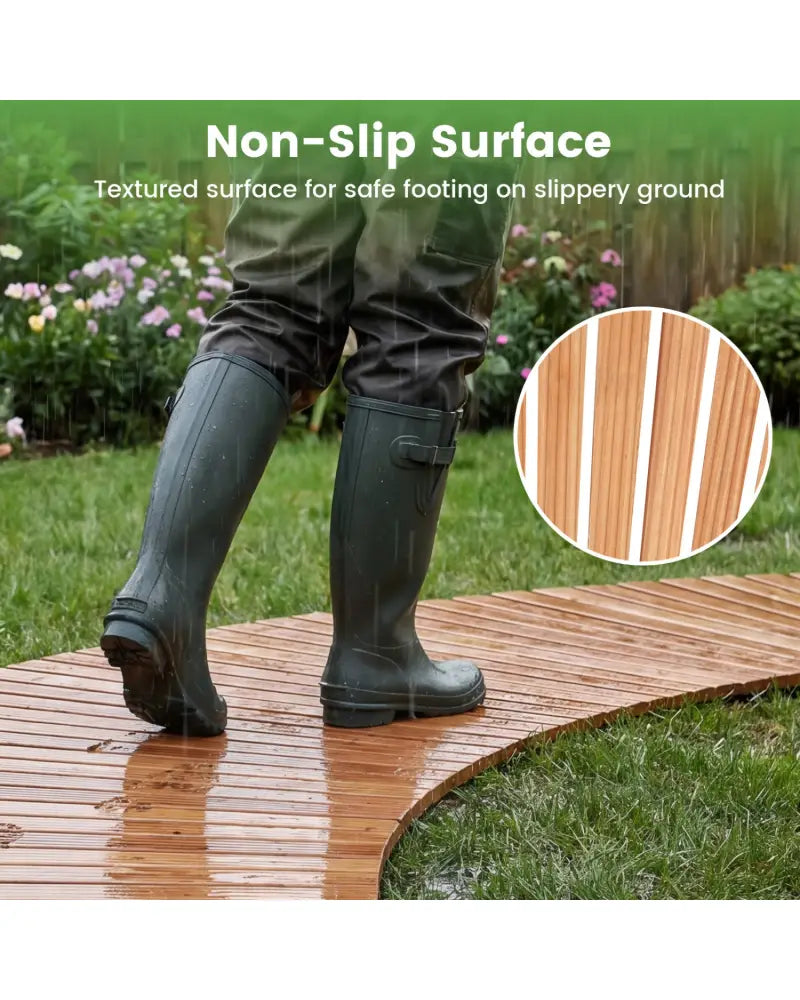 7 FT Wooden Garden Pathway with Anti-slip Surface for Gardens Patios-Natural - Natural - Garden Pathways