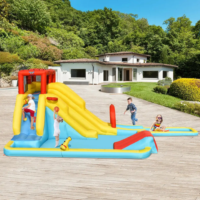 7-in-1 Inflatable Dual Slide Water Park Bounce House Without Blower - Inflatable Water Slides