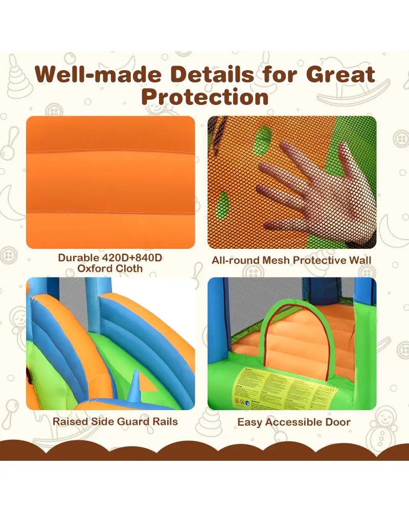 7-in-1 Inflatable Giant Water Park Bouncer with Dual Climbing Walls and 735W Blower - Inflatable Water Slides