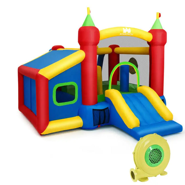 7-in-1 Kids Inflatable Bounce House with Ocean Balls and 480W Blower - Bounce House