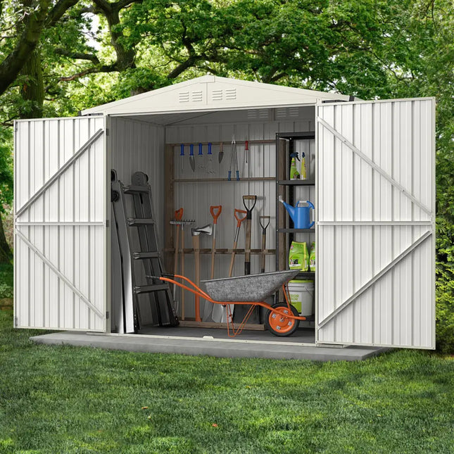 7 x 4 Feet Metal Outdoor Storage Shed with Lockable Door-Gray - Gray - Sheds & Outdoor Storage