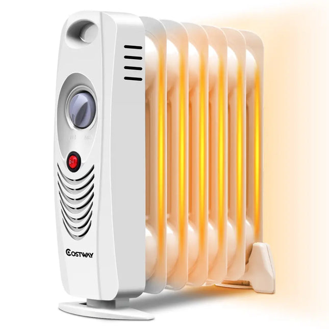 700 W Portable Mini Electric Oil-Filled Radiator Heater - White - Space Heaters