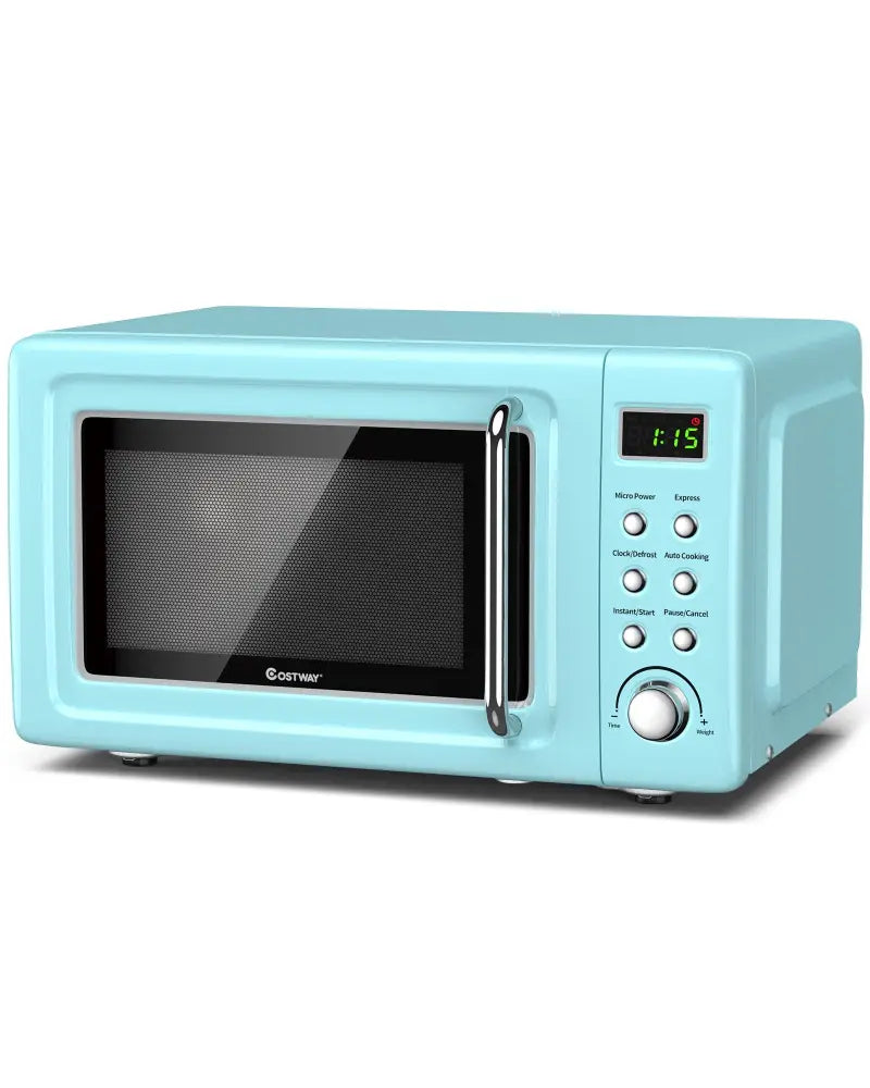 700W Retro Countertop Microwave Oven with 5 Micro Power and Auto Cooking Function-Green - Green - Toaster Ovens