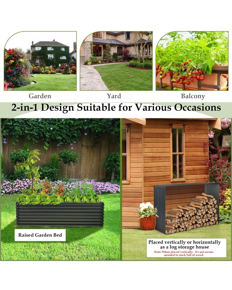 71 Inch Galvanized Metal Raised Garden Bed for Garden Backyard-Dark Gray - Dark Gray - Raised Garden Beds