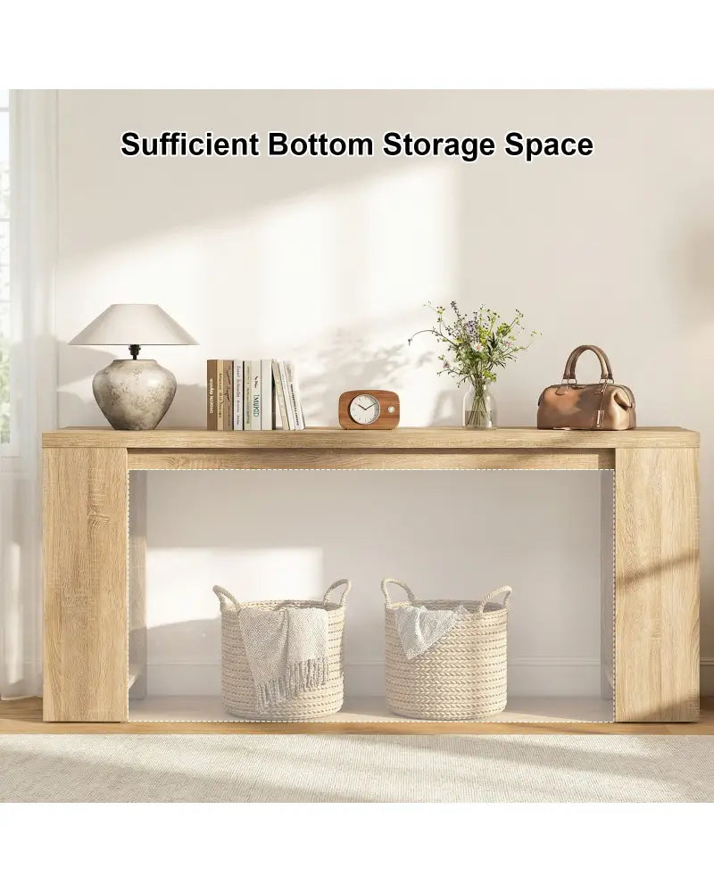 71 Inches Long Console Table with Storage for Hallway-Natural - Natural - Console Tables