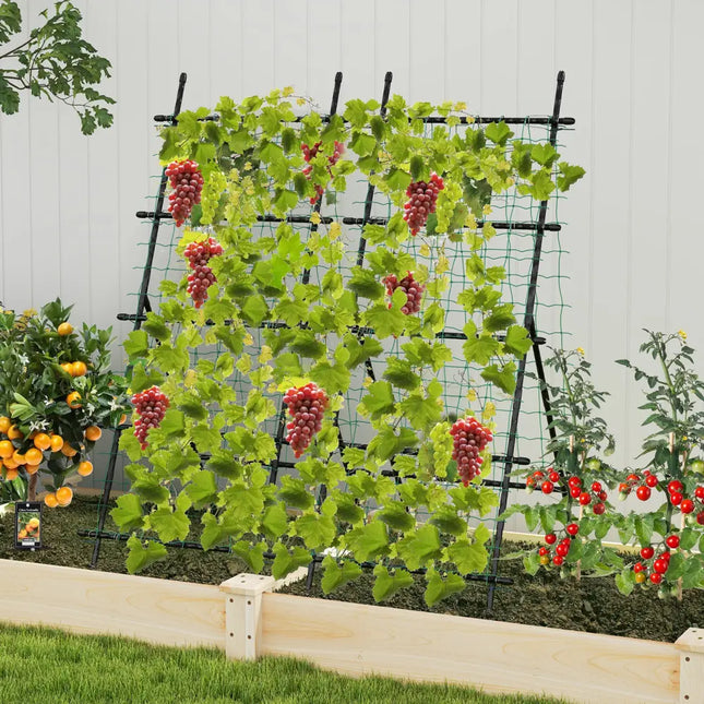 74 Inch Tall Garden Trellis for Flower Vine Vegetable Fruit Pea-Black - Black - Plant Supports