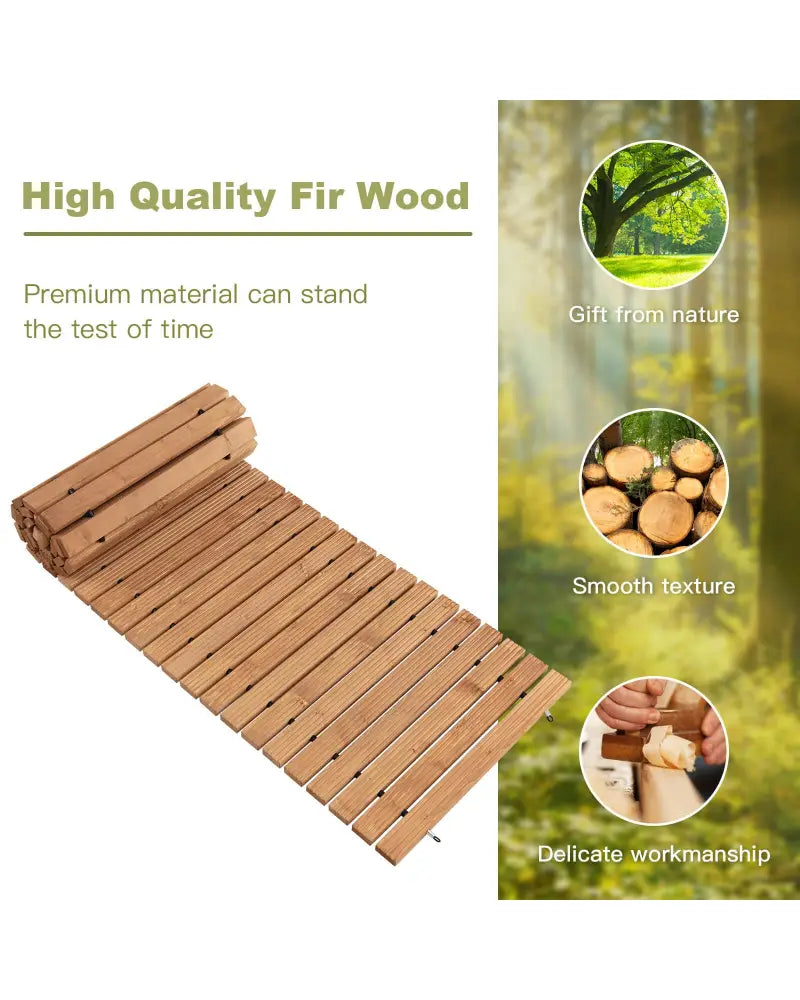 8 Feet Roll-out Weather-Resistant Patio Hardwood Pathway-22 Inch - Brown - Garden Pathways