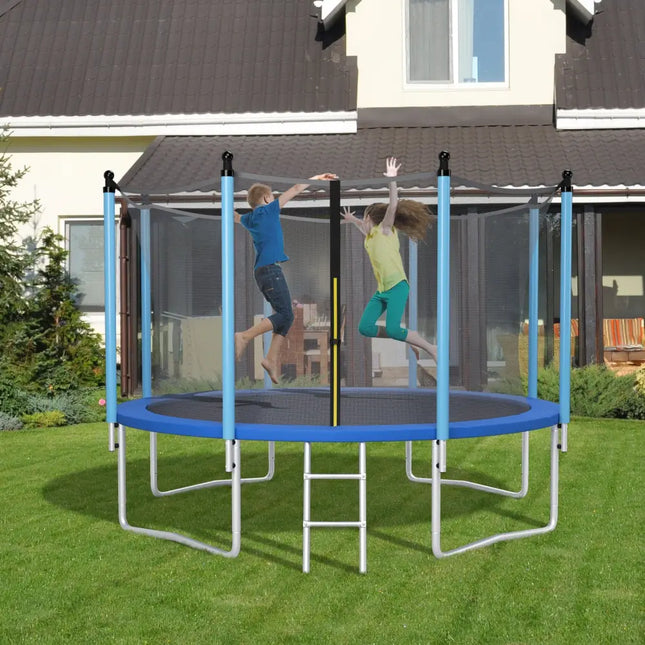8 Feet Trampoline Pad Replacement Safety Pad with Fixing Straps (Blue) - Blue - Outdoor Play