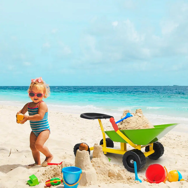 8 Inch Heavy Duty Kids Ride-on Sand Dumper with 4 Wheels-Lime Green - Green - Outdoor Play