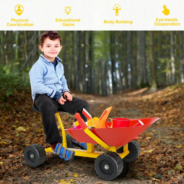 8 Inch Heavy Duty Kids Ride-on Sand Dumper with 4 Wheels-Red - Red - Outdoor Play