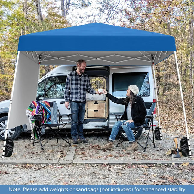 8 X 8 Feet Pop up Canopy Tent with 1 Sidewall and Portable Backpack-Blue - Blue - Canopies