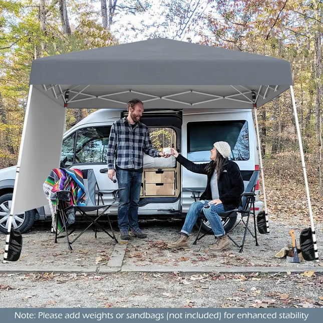 8 X 8 Feet Pop up Canopy Tent with 1 Sidewall and Portable Backpack-Gray - Gray - Canopies