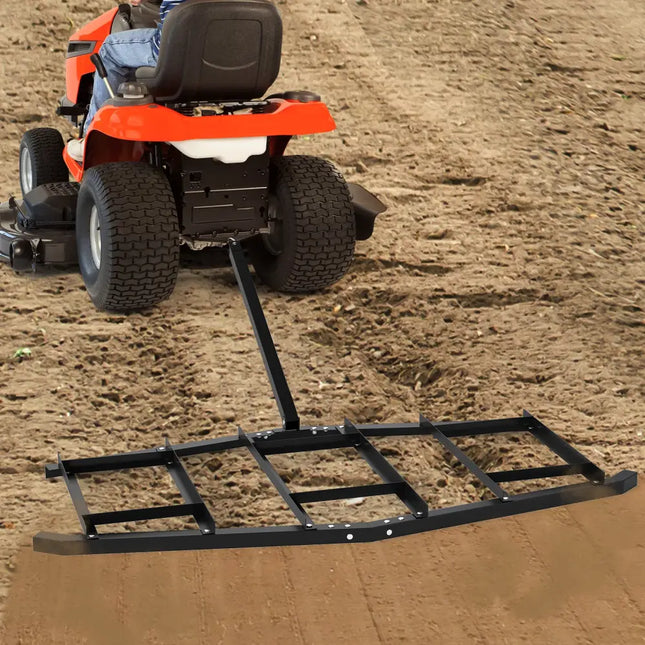 84 inch Wide Driveway Drag Tow Behind Landscape Leveling Rake with Reinforced Bars-Black - Black - Lawn Care Tools
