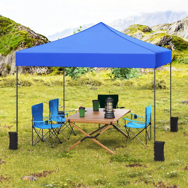 9.5 x 9.5 Feet Pop up Canopy Tent with Adjustable Heights-Blue - Blue - Canopies