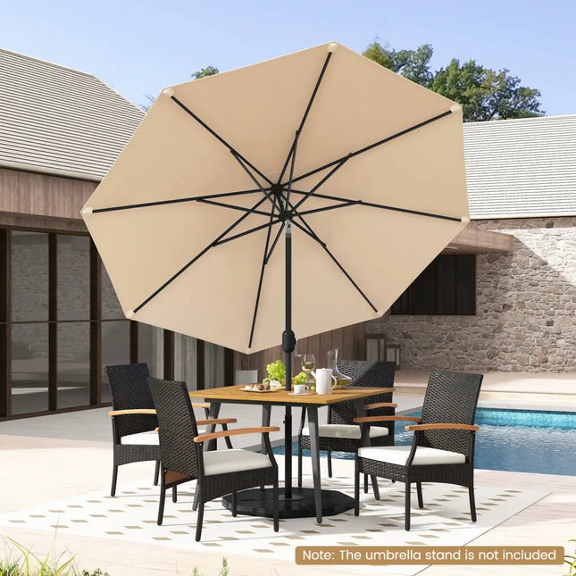 9 ft Outdoor Market Patio Table Umbrella Push Button Tilt Crank Lift-Beige - Beige - Outdoor Umbrellas