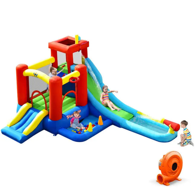 9-in-1 Inflatable Kids Water Slide Bounce House with 860W Blower - Inflatable Water Slides