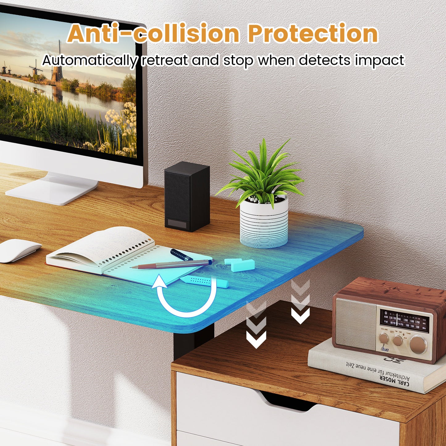 Electric Standing Desk Frame Height Adjustable Computer Desk Base with LED Display-Black