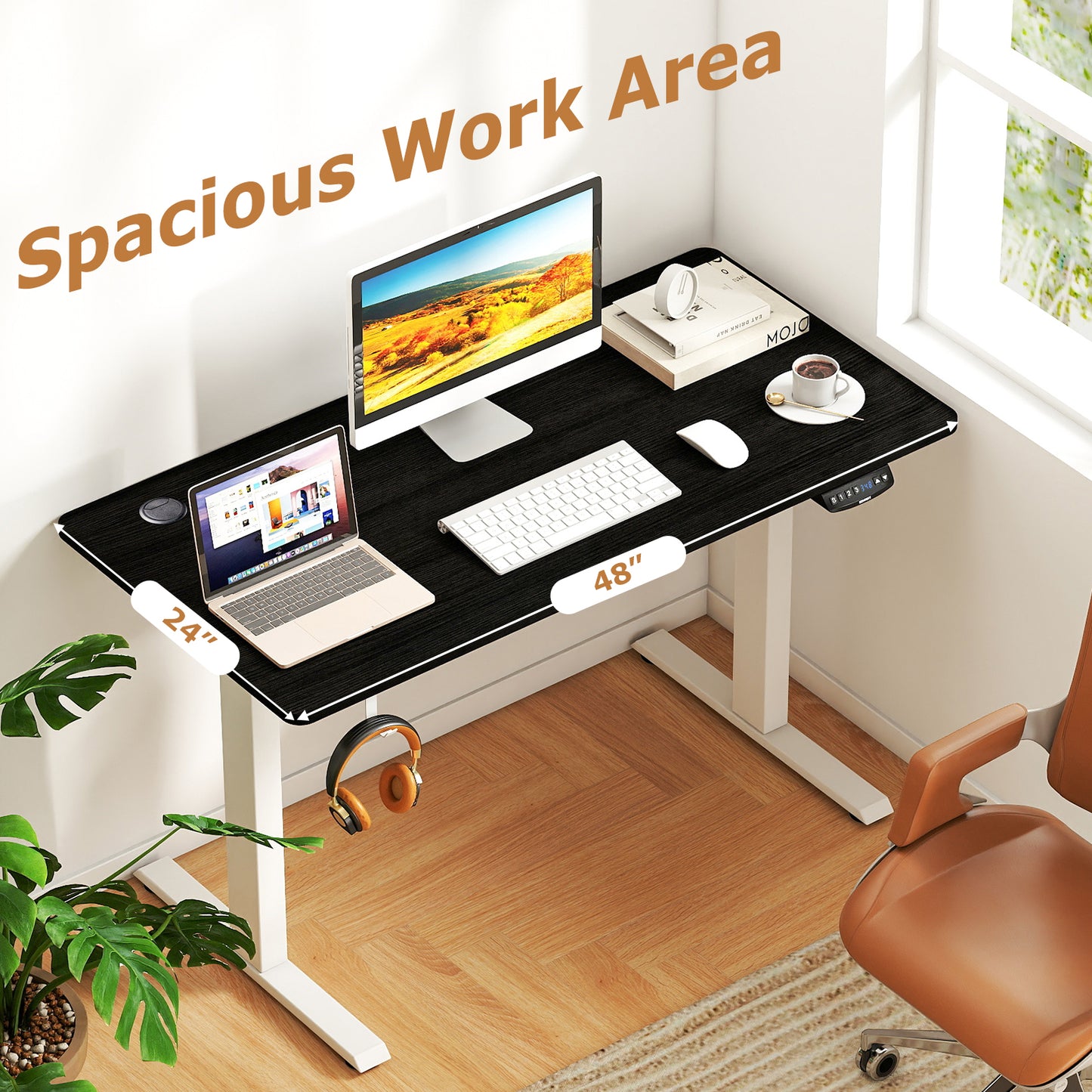 Electric Standing Desk Height Adjustable with 3 Memory Heights Black-S