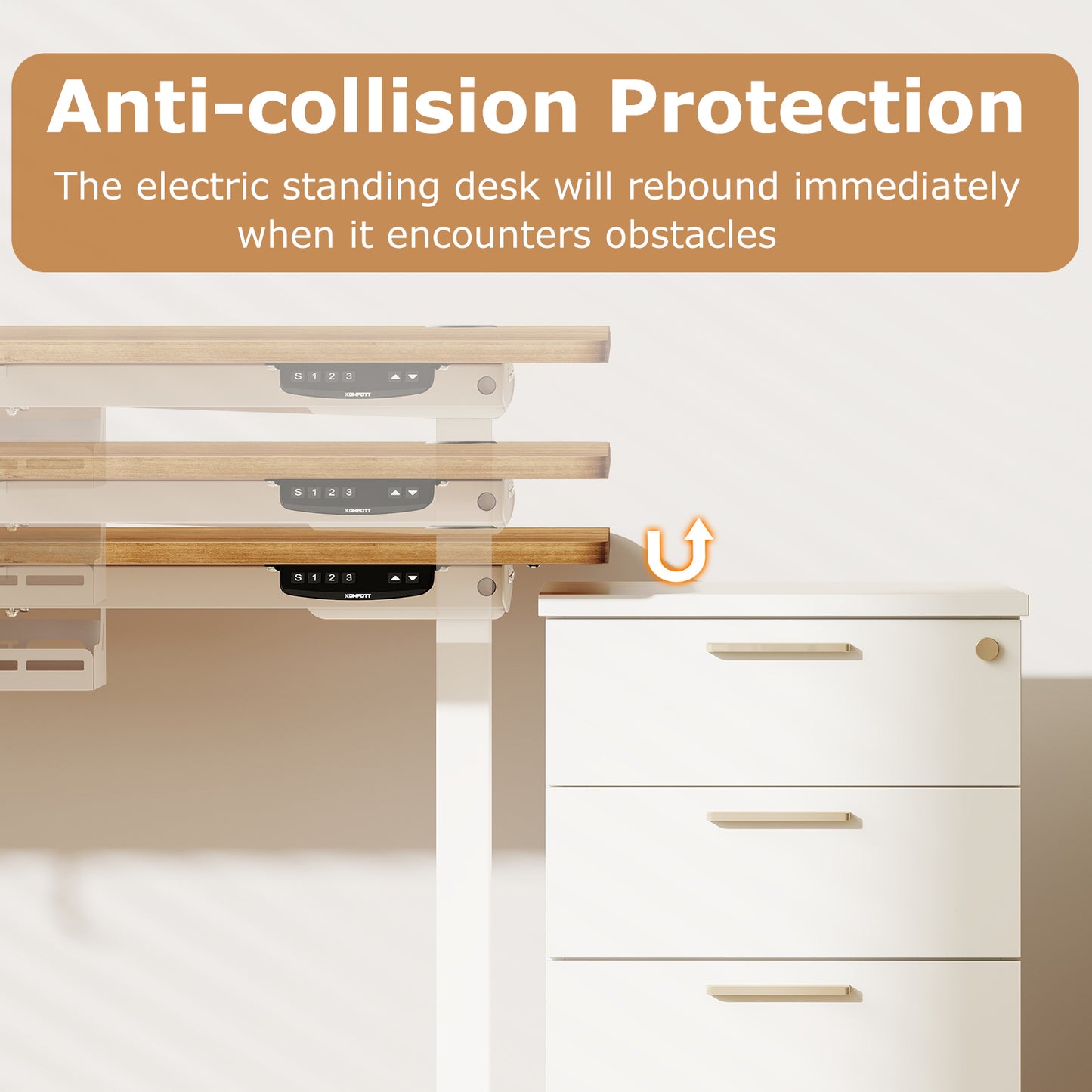 Electric Standing Desk Height Adjustable with 3 Memory Heights Walnut-S