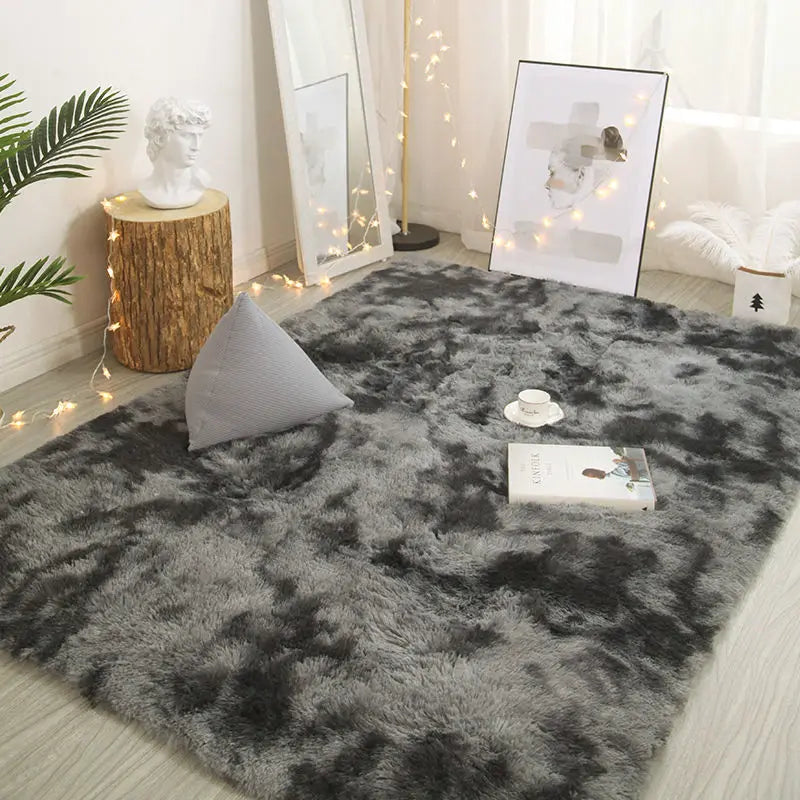 Plush Polyester Carpet. Soft, Non-Slip Rectangle Rug for Living Room & Bedroom
