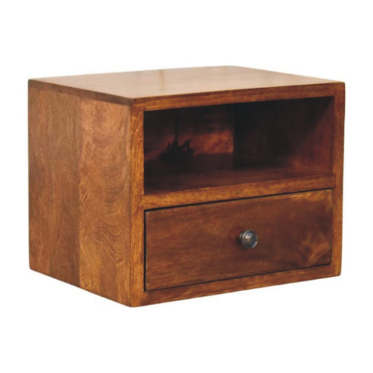 Solis 1 Drawer Chestnut Wall Mounted Nightstand front view
