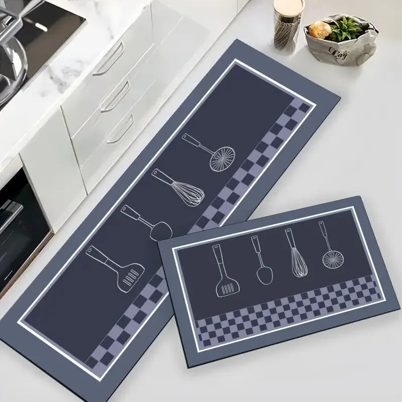 Modern PVC Kitchen Carpet Non-Slip Waterproof Oil-Proof Leather Mat