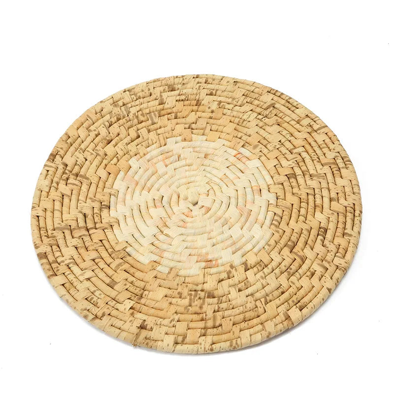 Round Woven Placemats Set of 4 – Natural Water Hyacinth Table Mats