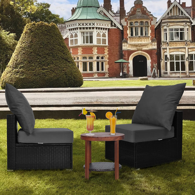 Set of 6 Deep Seat Chair Cushion Pads Set with Rope Belts for Indoor and Outdoor-Gray