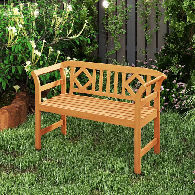 Acacia Wood 2-Person Patio Loveseat with Backrest and Armrests for Porch - Outdoor Benches