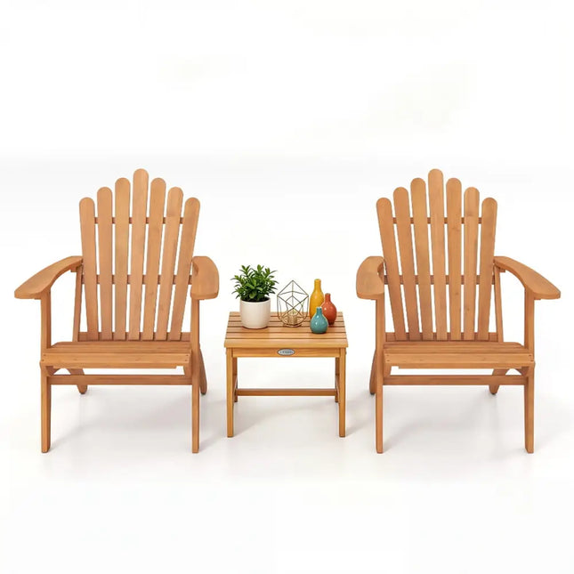 Adirondack Chair Set of 2 with Side Table for Deck Garden and Porch - Patio Conversation Sets