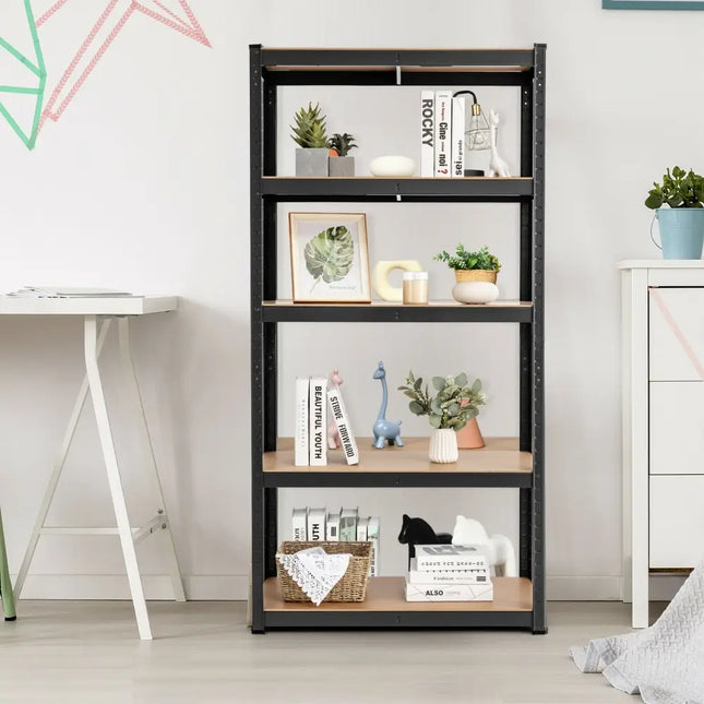 Adjust 30 x60 Inch 5 Level Garage Tool Shelf Storage-Black - Black - Garages