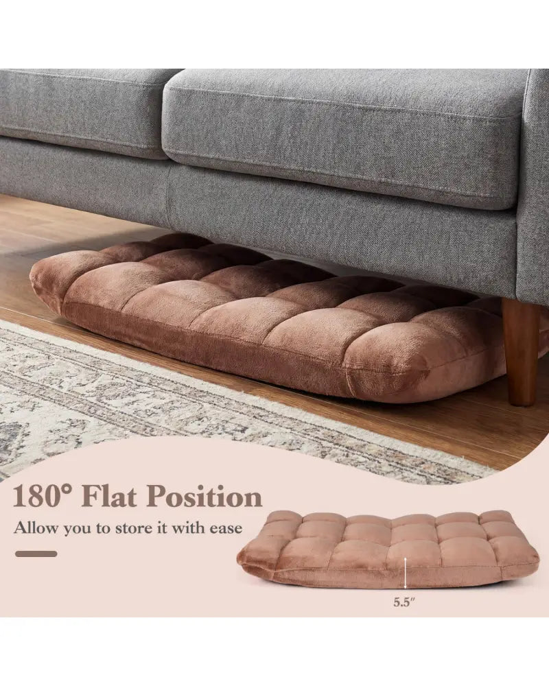 Adjustable 14-position Cushioned Floor Chair-Beige - Beige - Floor Chairs