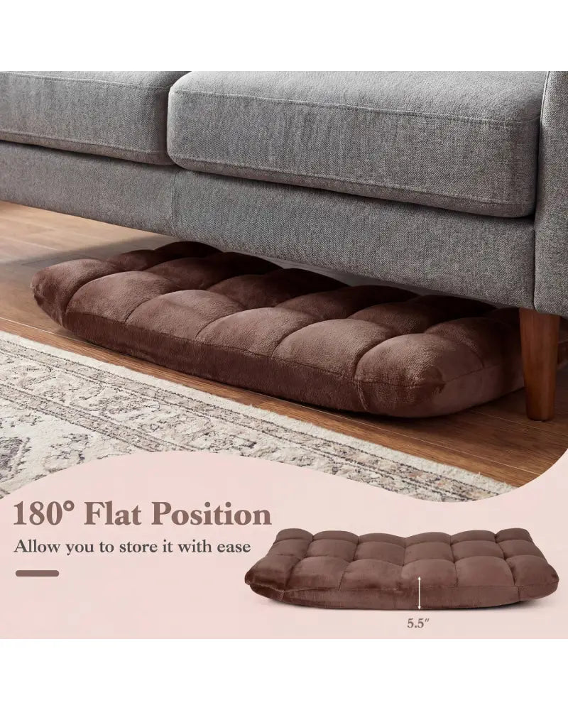 Adjustable 14-position Cushioned Floor Chair-Coffee - Brown - Floor Chairs