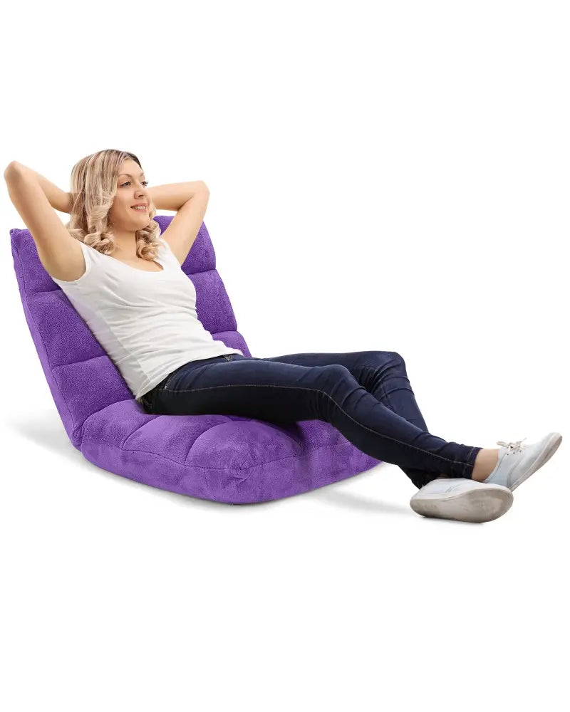 Adjustable 14-position Cushioned Floor Chair-Purple - Purple - Floor Chairs