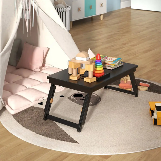 Adjustable Bamboo Laptop Desk with Tilting Top and Drawer-Brown - Brown - Laptop Tables & Printer Stands